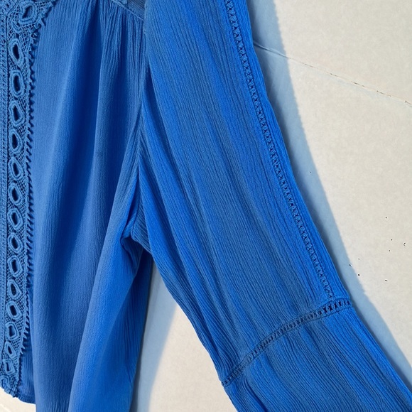 JohnPaulRichard Petites gauze and lace blouse china blue size petite XL - Picture 13 of 16